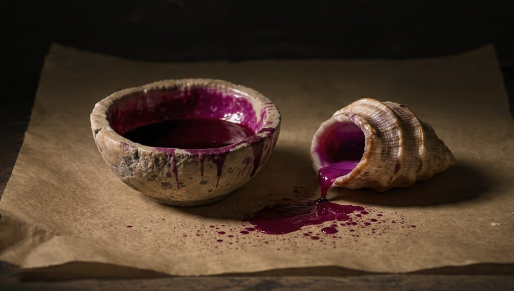 Biblical purple dye Argaman and Murex snail shell for scholarly study of ancient colors