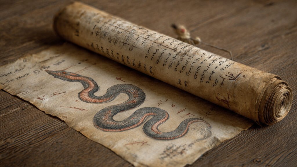 Ancient parchment scroll — Biblical meaning of snakes in dreams