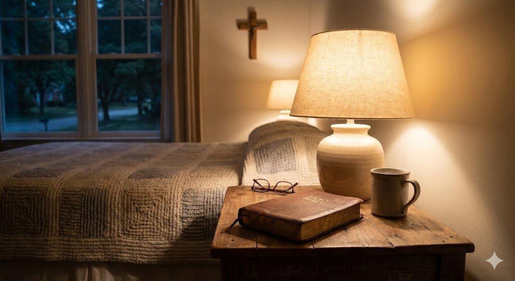 Bedtime prayer for protection beside bed