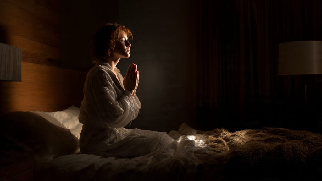 night time prayer in bedroom