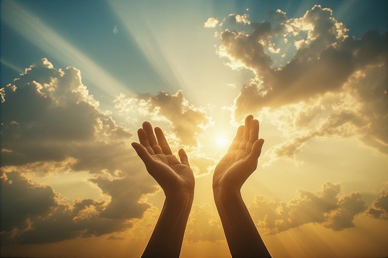 A pair of hands raised in worship