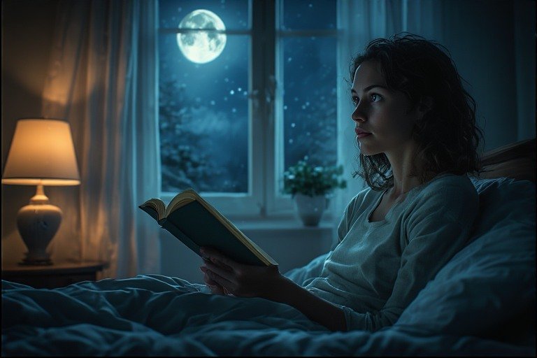 A person writing in a dream journal by candlelight next to an open Bible