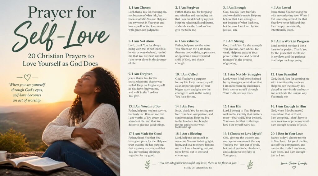 Prayer for Self-Love: 20 Christian Prayers to Love Yourself as God Does